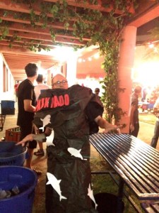 At the school Halloween extravaganza, I worked the drinks table dressed as Sharknado.