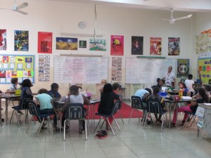 The think tank...coming up with the plot for our new graphic novel on malnutrition.